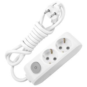Prelungitor 2 prize cu Schuko, protectie copil cu intrerupator, 5m P-XA2/5M+I